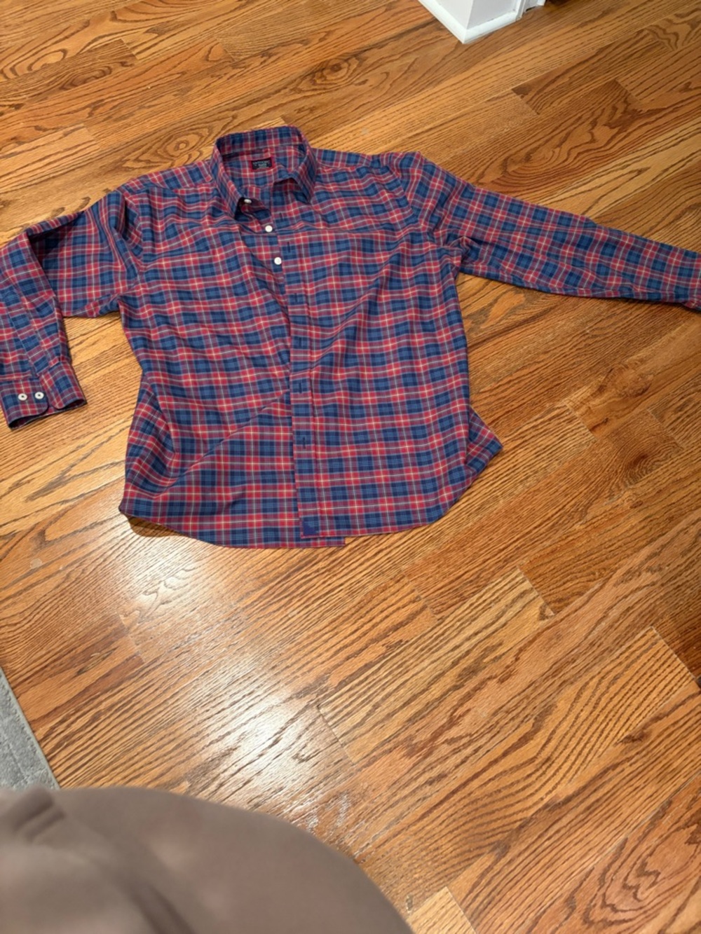 UNTUCKit Red and Blue Plaid Long-Sleeve Dress Shirt